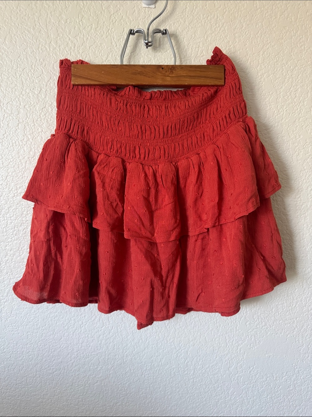 Altar'd State Red Smocked Tiered Skater Skirt